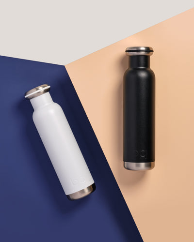 color blocking with black and white bq bottles