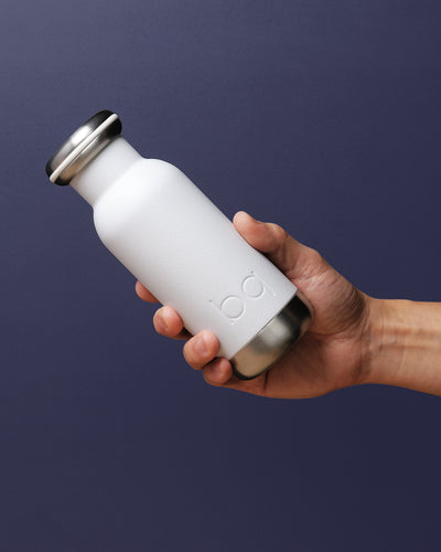 300ml white bq bottle with hand for size reference