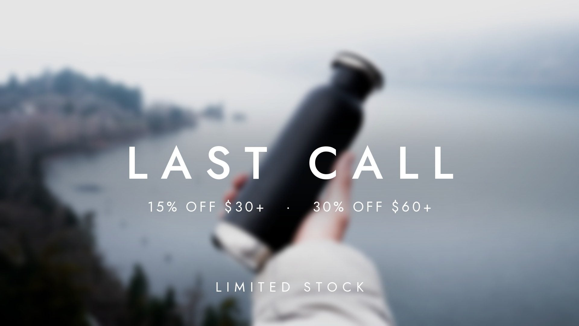 Last Call sale on bq bottle insulated water bottles — 15% off orders $30+, 30% off orders $60+, limited stock